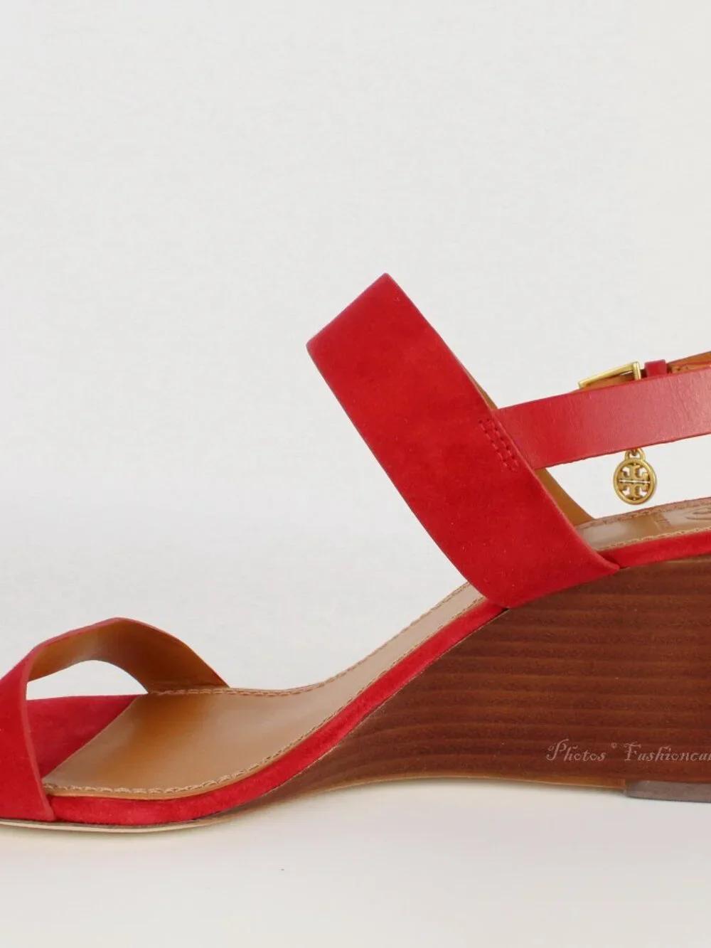 NEW Tory Burch Mini Benton Suede Leather Wedge Sandals Red Apple US 8.5